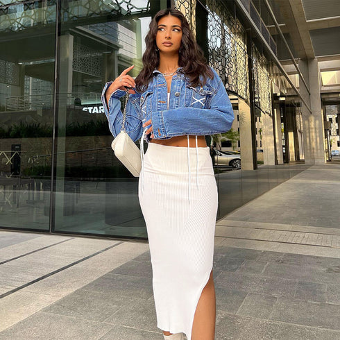 Denim Jacket Casual Strap Coat - ROUTINE FASHION